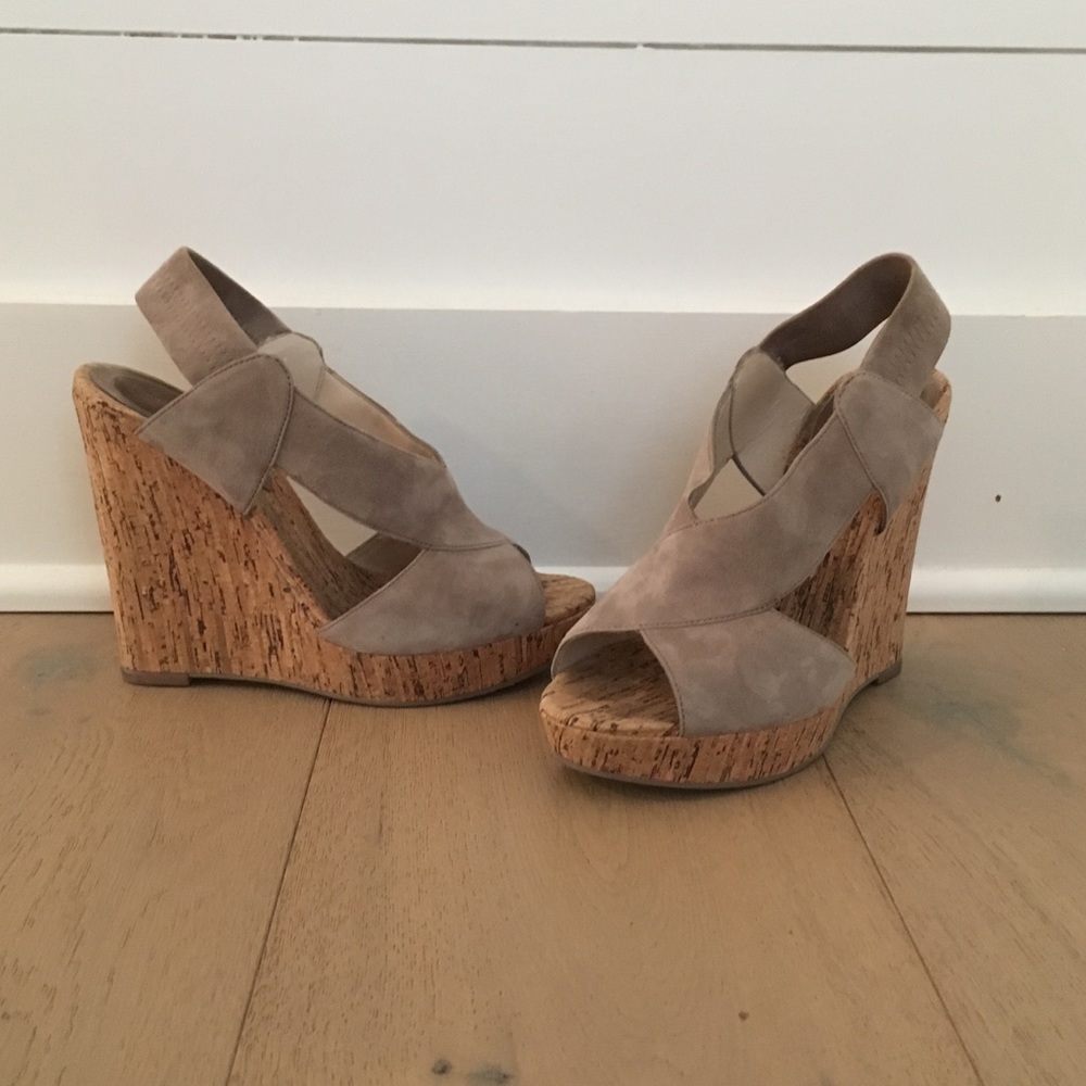 Pelle Moda  "Dana" cross cross cork wedge -grey